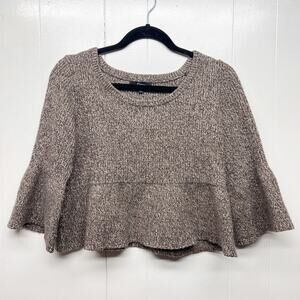 Express Merino Wool Blend Women's Pullover Knit Crop Brown Sweater Size Medium